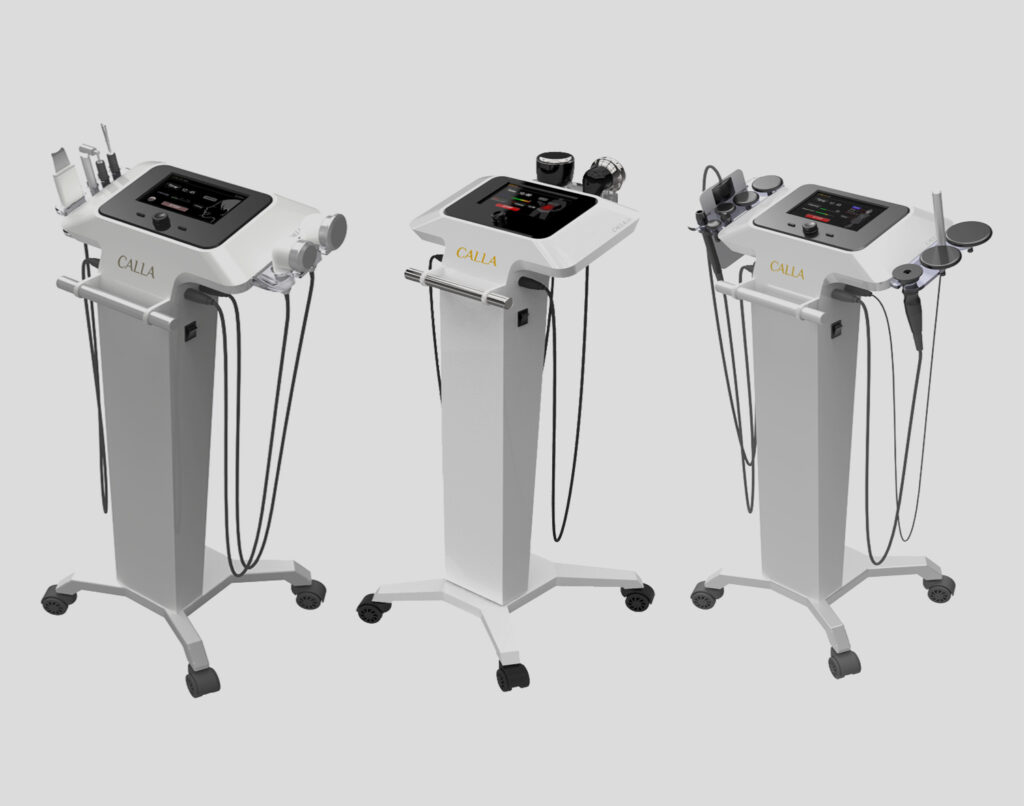 Professional medical and aesthetic device design by WEDesign, featuring modern home-care healthcare equipment