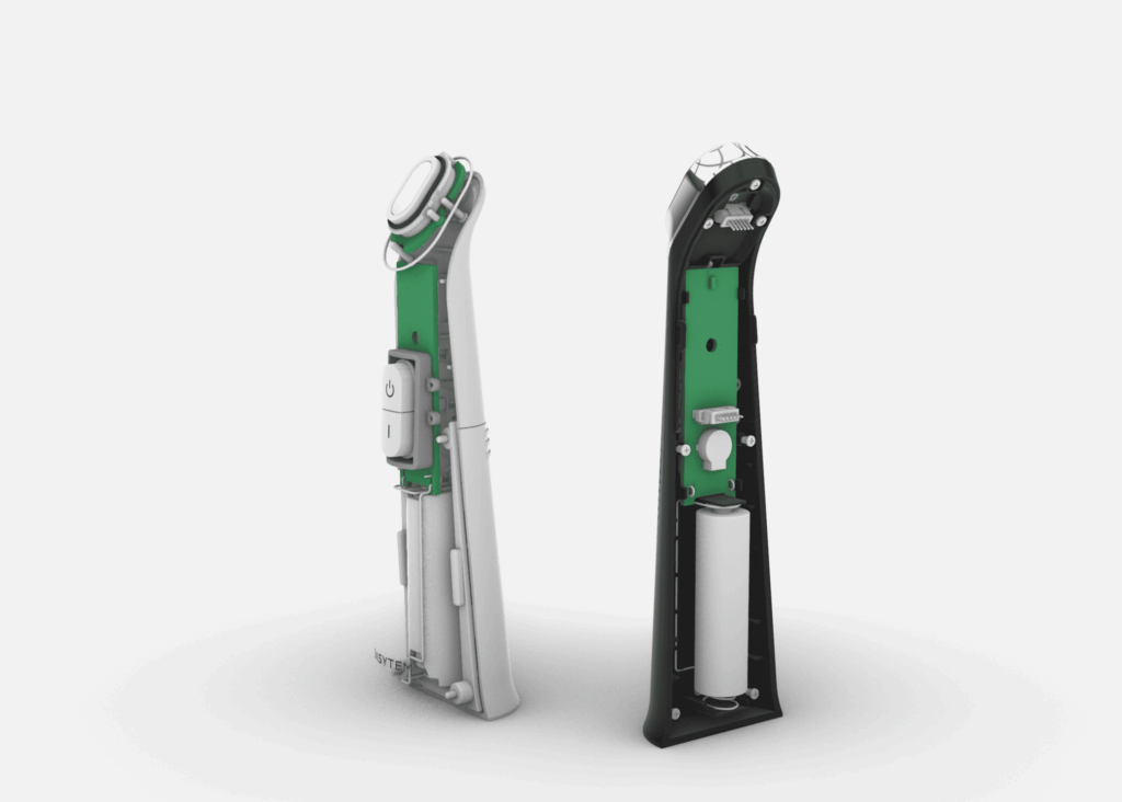 미니 EP 미용기기 기구설계 3D 랜더링_화이트와 블랙 내부 구조