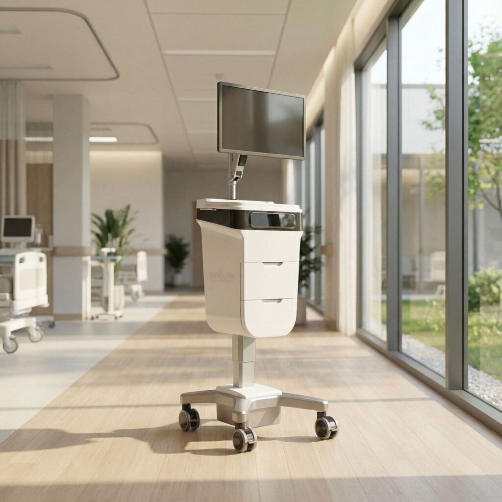 위디자인(wedesign) 제품 디자인 포트폴리오 모음 - 의료용 스마트 카트 및 미용 기기 라이프스타일 렌더링