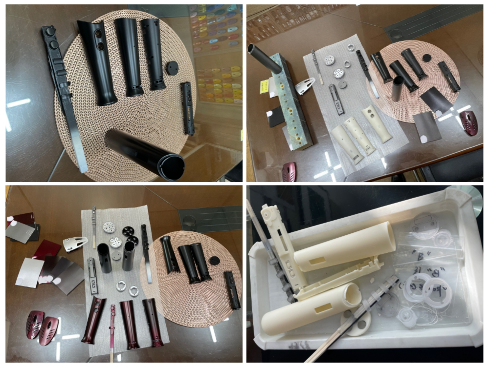 제품의 양산성을 확인하기 위한 디자인 및 기구설계 기반의 시제품 정밀 부품 사진