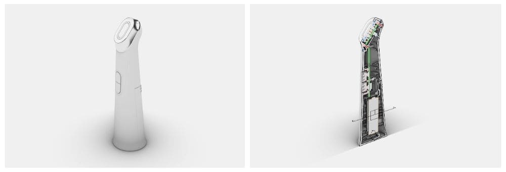 뷰티디바이스 기구설계 DFM 양산 최적화 내부 구조 설계 3D 렌더링 위디자인